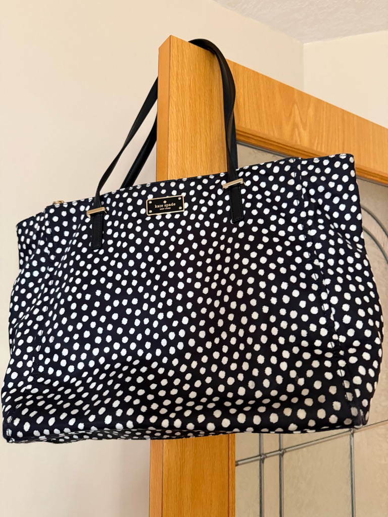Kate Spade Black And White Polka Dot Tote Bag & Matching Wallet Included